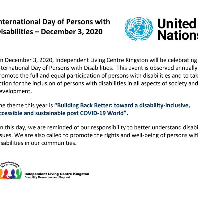International Day of Persons with Disabilities – December 3, 2020